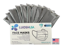 Load image into Gallery viewer, Black Disposable 3 ply Face Masks Made In USA 50 Pack
