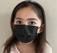 Load image into Gallery viewer, Children's Disposable Face Masks Made In USA (Black, 50 Pack)
