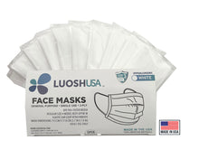 Load image into Gallery viewer, Face Masks Disposable Made In USA 3 Ply,  (50 pack, Hypoallergenic, White)
