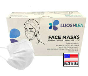 Luosh White Face Masks made in USA for adult. Hypoallergenic, won't cause skin rash. Free Shipping