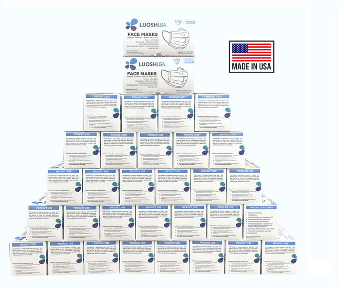 Disposable Face Masks Made In USA | 1600 Pcs Wholesale (32 boxes, White)
