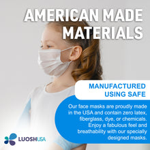 Load image into Gallery viewer, Children&#39;s White Disposable 3 ply Face Masks Made In USA 50 Pack
