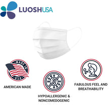 Load image into Gallery viewer, Children&#39;s White Disposable 3 ply Face Masks Made In USA 50 Pack
