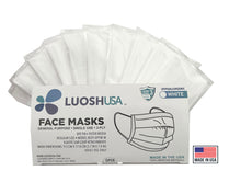 Load image into Gallery viewer, Face Masks Disposable Made In USA 3 Ply,  (50 pack, Hypoallergenic, White)
