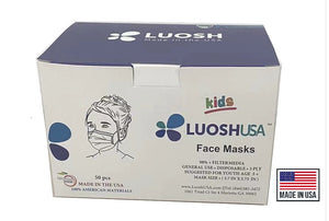 Children's White Disposable 3 ply Face Masks Made In USA 50 Pack | Free Shipping